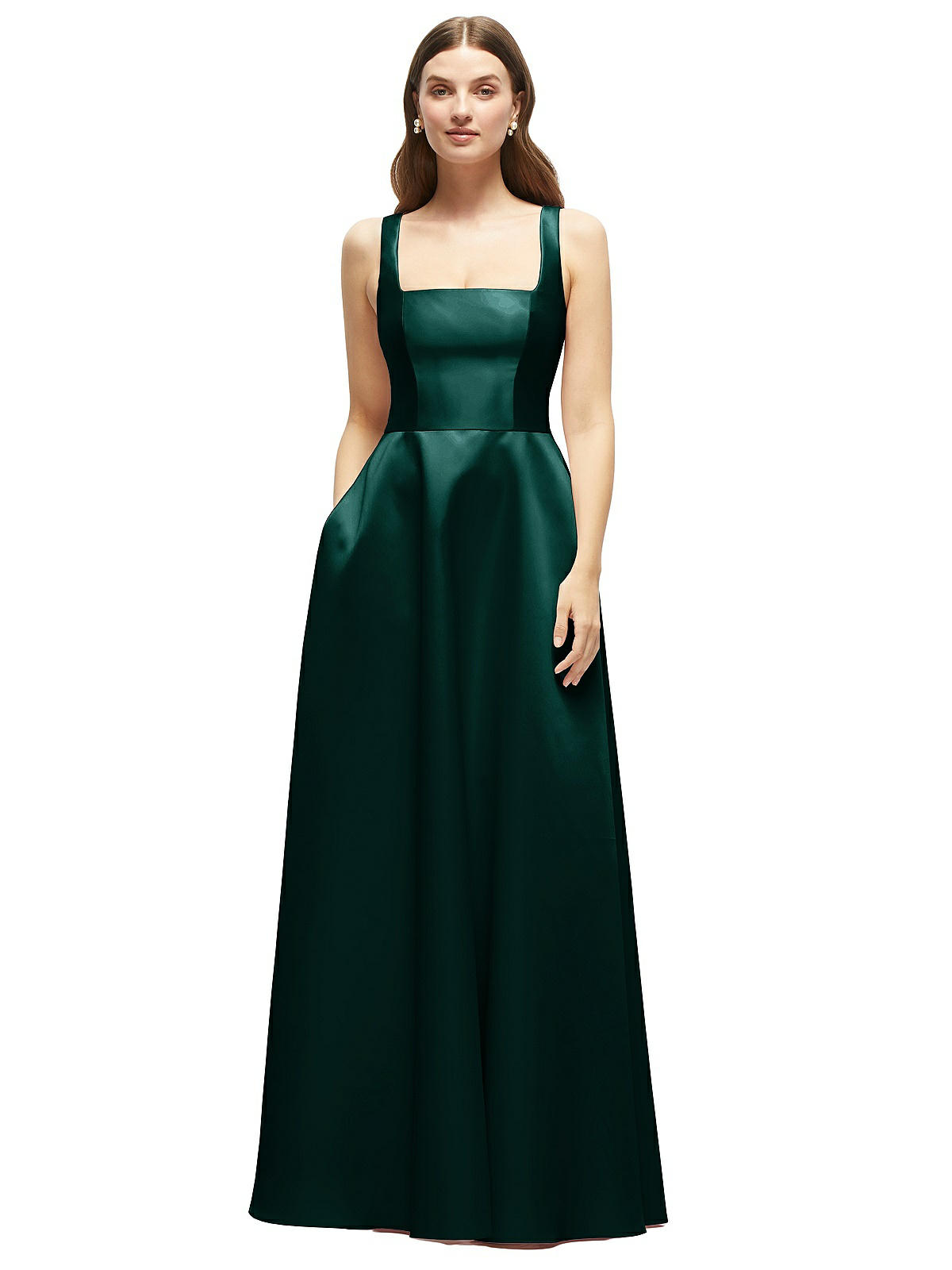 satin square neck maxi dress in maroon US 2 / BURGUNDY