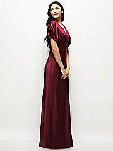 Side View Thumbnail - Cabernet Plunge Neck Kimono Sleeve Satin Bias Maxi Dress