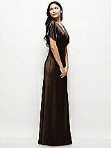 Side View Thumbnail - Espresso Plunge Neck Kimono Sleeve Satin Bias Maxi Dress