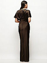 Rear View Thumbnail - Espresso Plunge Neck Kimono Sleeve Satin Bias Maxi Dress