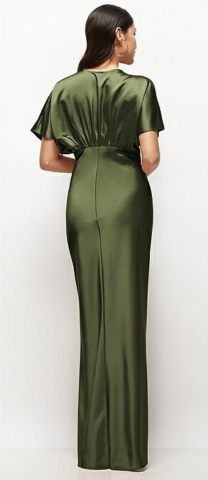 strapless open back dress Mint Green Draped One-Shoulder Sheath Dress – Rinascimento