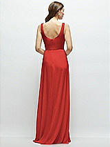 Rear View Thumbnail - Poppy Red Square Neck Chiffon Maxi Dress with Circle Skirt