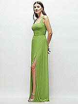 Side View Thumbnail - Peridot Green Square Neck Chiffon Maxi Dress with Circle Skirt