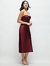 Side View Thumbnail - Cabernet Strapless Bow-Bandeau Cutout Satin Midi Slip Dress