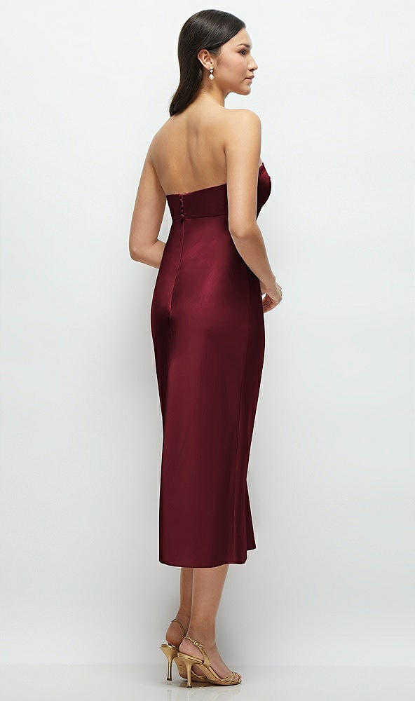 Back View - Cabernet Strapless Bow-Bandeau Cutout Satin Midi Slip Dress