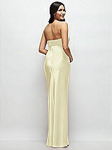 Rear View Thumbnail - Butter Yellow Strapless Bow-Bandeau Cutout Satin Maxi Slip Dress