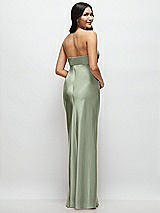 Rear View Thumbnail - Sage Strapless Bow-Bandeau Cutout Satin Maxi Slip Dress