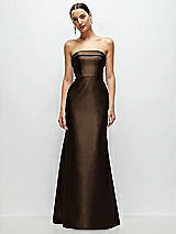 Front View Thumbnail - Espresso Strapless Cuff Neckline Satin Trumpet Gown