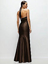 Rear View Thumbnail - Espresso Strapless Cuff Neckline Satin Trumpet Gown