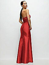 Side View Thumbnail - Poppy Red Strapless Cuff Neckline Satin Trumpet Gown