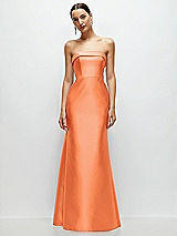 Front View Thumbnail - Portofino Orange Strapless Cuff Neckline Satin Trumpet Gown