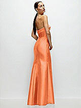 Side View Thumbnail - Portofino Orange Strapless Cuff Neckline Satin Trumpet Gown
