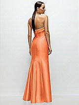 Rear View Thumbnail - Portofino Orange Strapless Cuff Neckline Satin Trumpet Gown