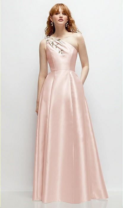 blue dress for baby girl Ladivine BD104 Bridesmaid Dress Satin A Line Scoop Neckline Slit Glass Slipper