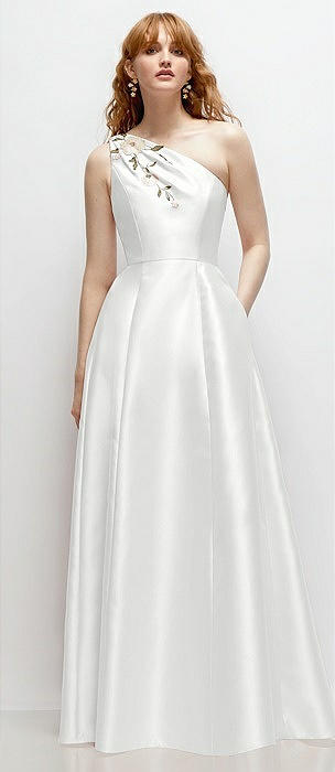 revelry velvet bridesmaid dresses Classic One-shoulder Organza A-line Long Wedding Dress, WD3017 – AlineBridal