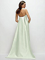 Rear View Thumbnail - Mint Green Strapless Satin Column Dress with Removeable Watteau Train