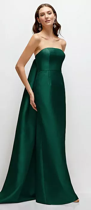 green emerald velvet dress Dessy 6854 V-Neck Bias Slip Dress with Front Slit – Gigi's Closette Ltd main image 1