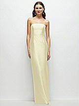Front View Thumbnail - Butter Yellow Strapless Satin Column Dress with Back Slit