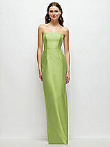 Front View Thumbnail - Mojito Strapless Satin Column Dress with Back Slit