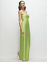 Side View Thumbnail - Mojito Strapless Satin Column Dress with Back Slit