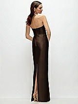 Rear View Thumbnail - Espresso Strapless Satin Column Dress with Back Slit