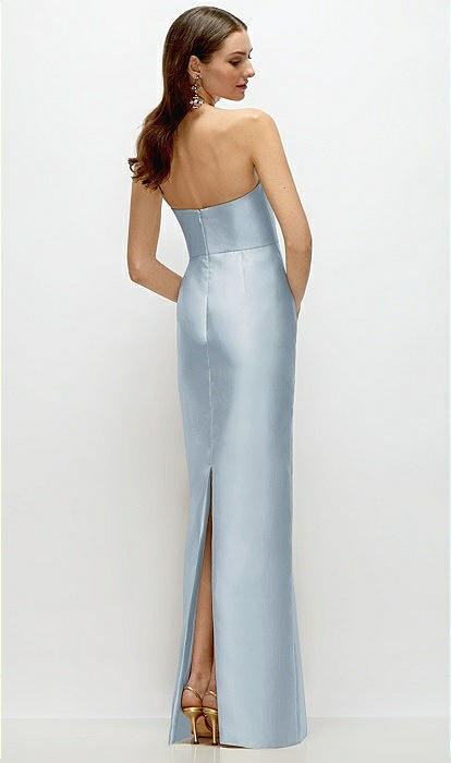 Strapless Satin Column Bridesmaid Dress With Back Slit In Mist | The Dessy  Group