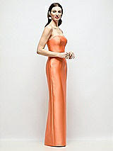 Side View Thumbnail - Portofino Orange Strapless Satin Column Dress with Back Slit