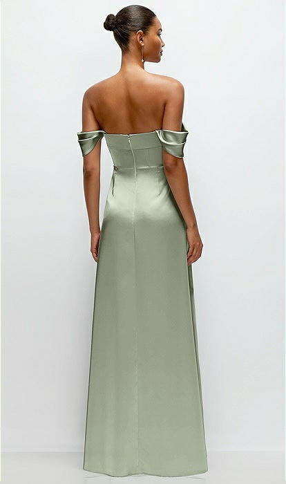 A-Line Satin Maxi Dress with Convertible Off-the-Shoulder or Strapless Looks