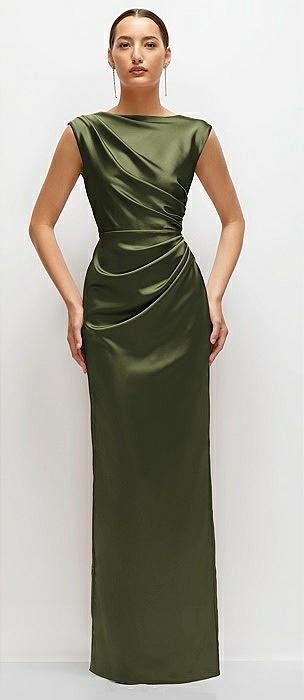 slim fit dress slacks Olive Jacquard High Neck Dress – Everlee Jane main image 1