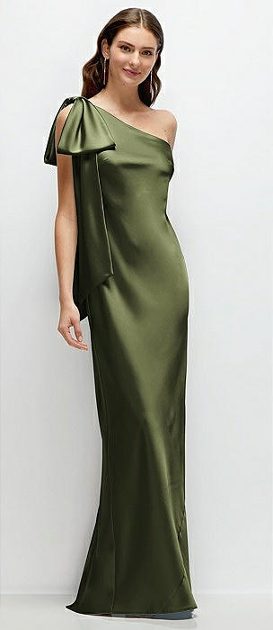 olive green satin bridesmaid dresses uk Azazie Elle Olive Metallic Satin Bridesmaid Dresses