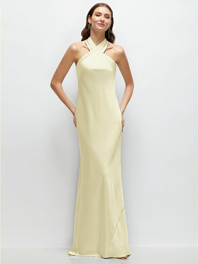halter chiffon bridesmaid dress Sage Green Halter Chiffon Bridesmaid Maxi Dress main image 1