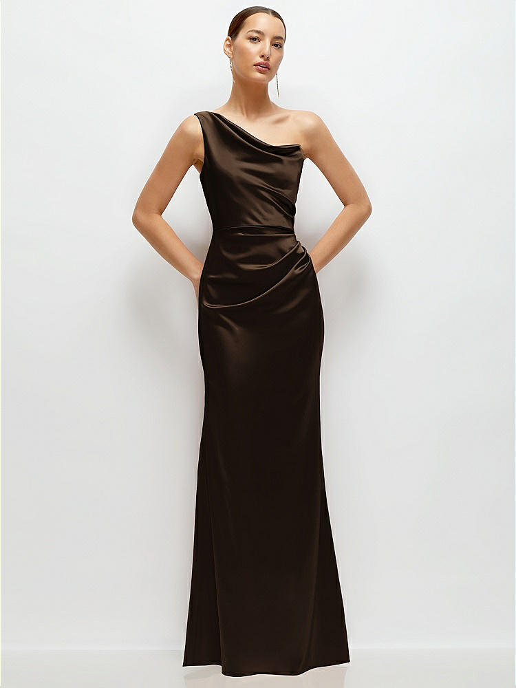 one shoulder maternity bridesmaid dress One-Shoulder Ruffle Sleeve Maternity Trumpet Gown