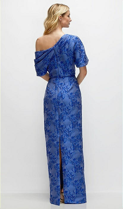 navy blue dress for baby girl Blue Mock-Neck Cold Shoulder Asymmetrical Dress – IC Collection main image 1