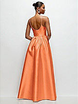 Rear View Thumbnail - Portofino Orange Scoop Neck Drop Basque Skirt Satin Maxi Dress with Pockets