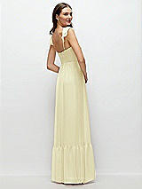 Rear View Thumbnail - Butter Yellow Ruffle Strap Chiffon Bustier Maxi Dress with Ruffle Hem A-Line Skirt