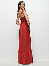Rear View Thumbnail - Poppy Red Ruffle Strap Chiffon Bustier Maxi Dress with Ruffle Hem A-Line Skirt