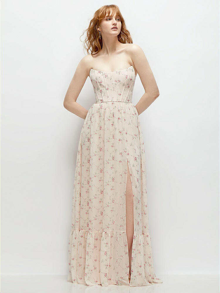 sachin and babi light blue dress Chiffon Puffy Sleeves Flowy Ivory Corset Dress – Sassymyprom main image 1
