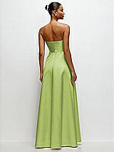 Rear View Thumbnail - Mojito Strapless Draped Cat-Eye Satin Maxi Dress with Full Skirt