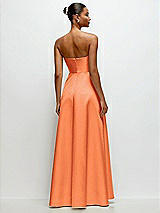 Rear View Thumbnail - Portofino Orange Strapless Draped Cat-Eye Satin Maxi Dress with Full Skirt