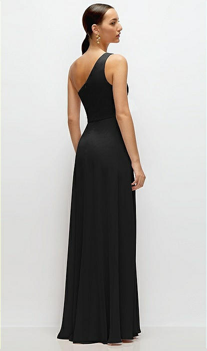 knee length dresses for ladies Gael - Black One Shoulder Maxi Dress