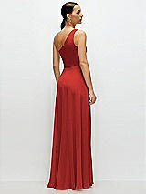 Rear View Thumbnail - Poppy Red Chiffon One-Shoulder Maxi Dress with Circle Skirt