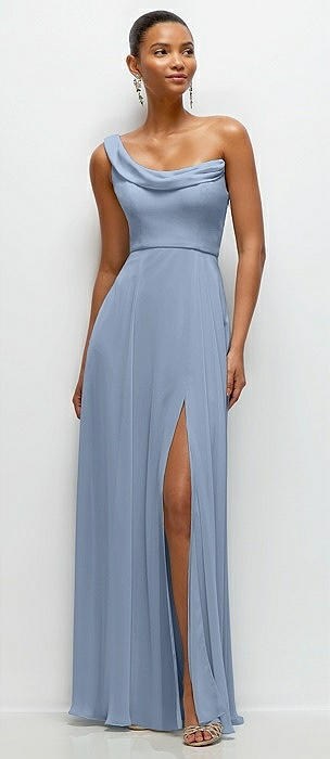 dusty blue gray bridesmaid dresses BABARONI Off the Shoulder Empire Bridesmaid Dresses Dusty Blue, Dusty Blue / US0 main image 0