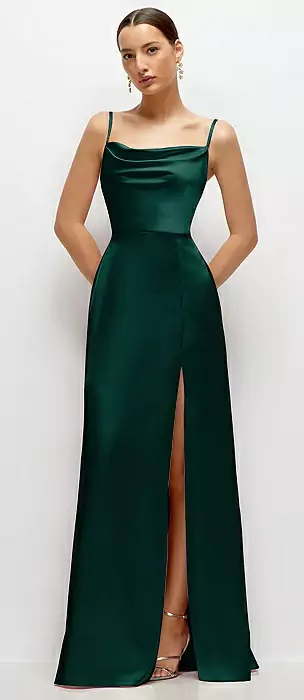deep red dress dark red prom dress with slit Evening Dresses fg6925