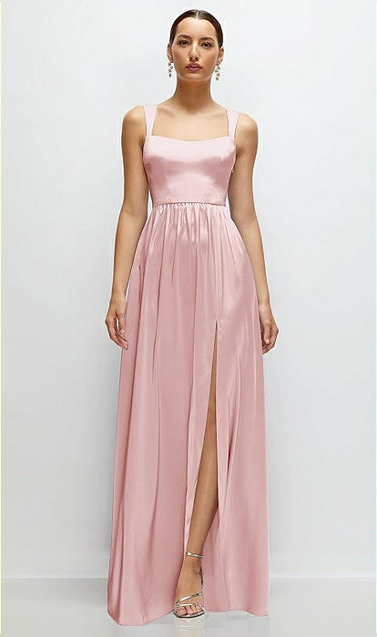 portrait neckline bridesmaid dresses Shaped Strap Fluid Satin Maxi Dress With Full Skirt In Ballet Pink This Christina Wu Celebration dressing cabinet with mirror Little Black Chic Short SIZE:ONESIZE 4-14