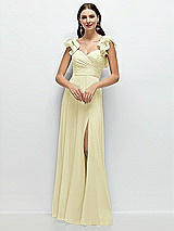 Alt View 1 Thumbnail - Butter Yellow Dramatic Ruffle Edge Strap Chiffon Maxi Dress