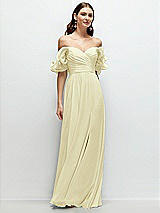 Front View Thumbnail - Butter Yellow Dramatic Ruffle Edge Strap Chiffon Maxi Dress