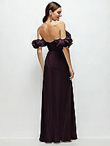 Side View Thumbnail - Deep Plum Dramatic Ruffle Edge Strap Chiffon Maxi Dress