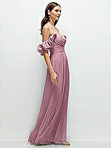 Rear View Thumbnail - Dusty Pink Dramatic Ruffle Edge Strap Chiffon Maxi Dress