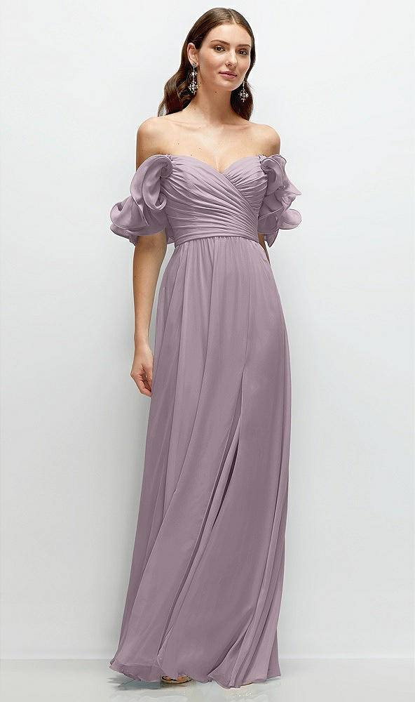 Front View - Lilac Dusk Dramatic Ruffle Edge Strap Chiffon Maxi Dress