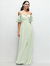 Front View Thumbnail - Mint Green Dramatic Ruffle Edge Strap Chiffon Maxi Dress